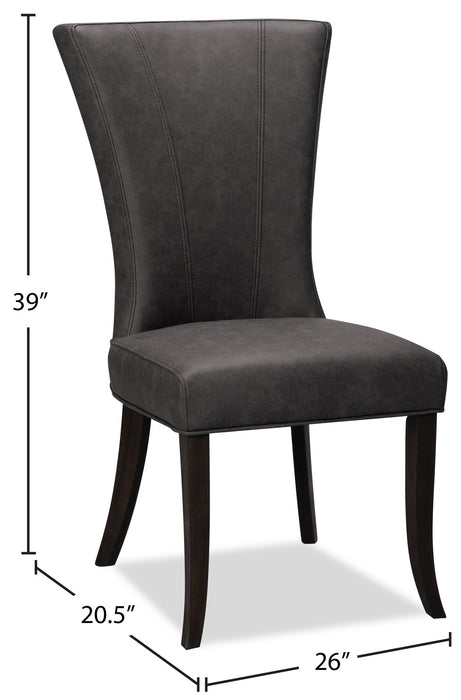 Bree Dining Chair with Vegan Leather Fabric - Grey
