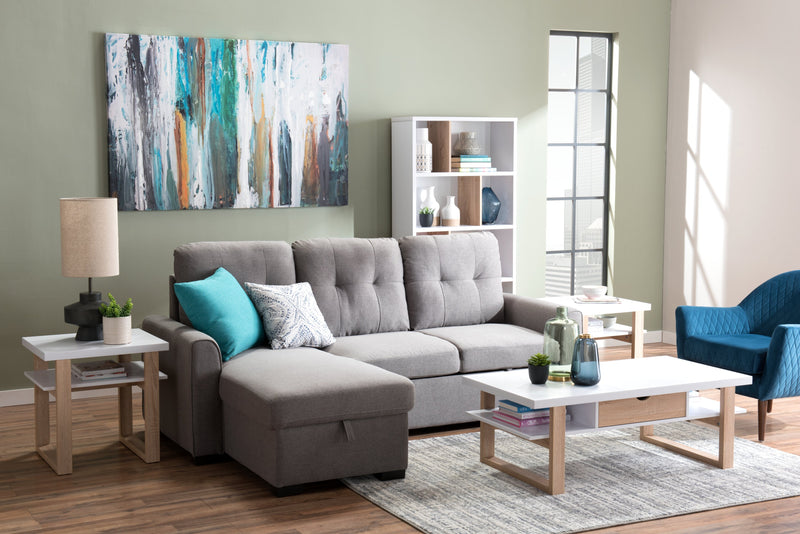 Bremen 32.75\" Bookcase With 4 Staggered Shelves - White and Light Brown 