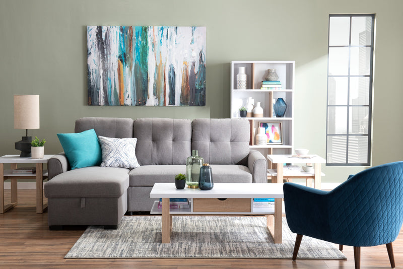 Bremen 32.75\" Bookcase With 4 Staggered Shelves - White and Light Brown 