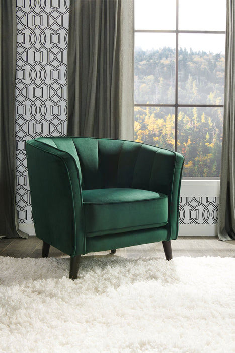 Brinley 29\" Velvet Fabric Accent Chair with Wood Legs - Green