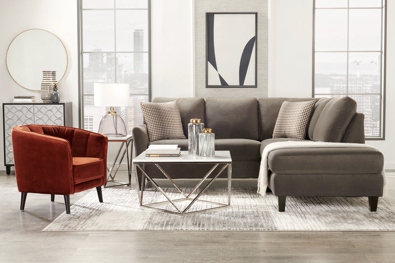 Brinley 29\" Velvet Fabric Accent Chair with Wood Legs - Orange