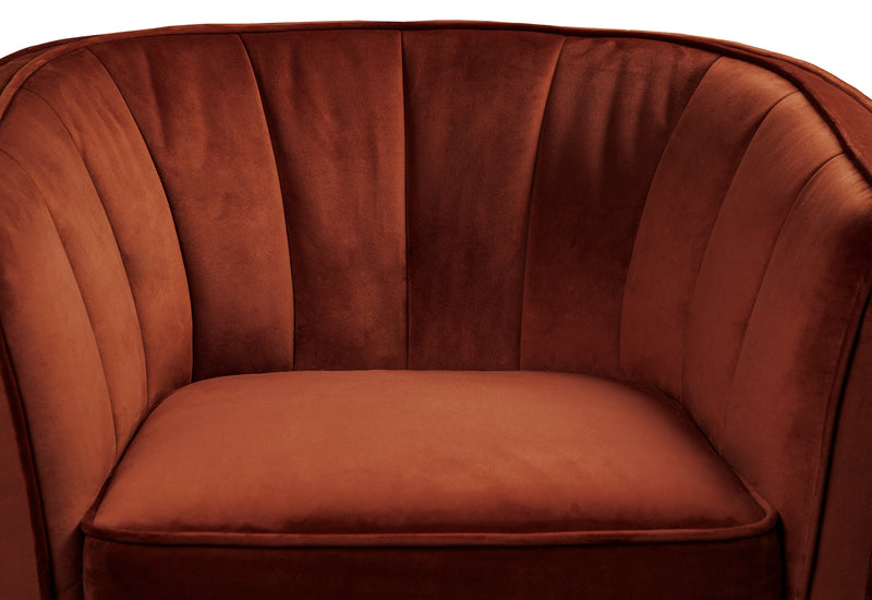 Brinley 29\" Velvet Fabric Accent Chair with Wood Legs - Orange