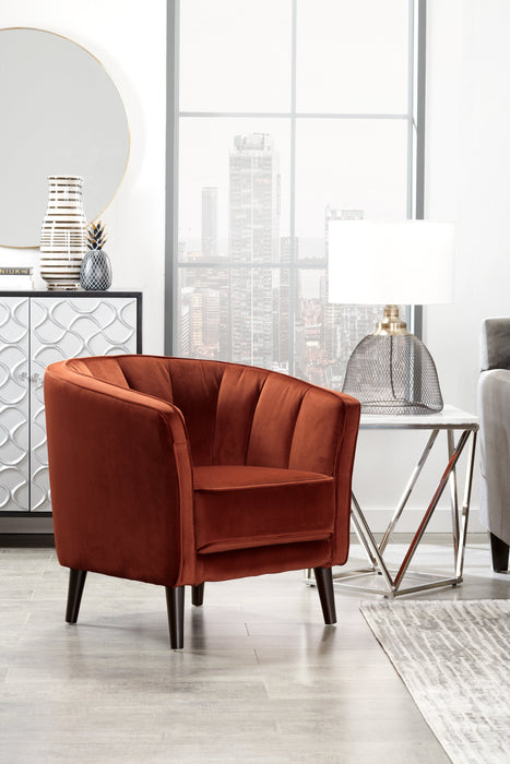 Brinley 29\" Velvet Fabric Accent Chair with Wood Legs - Orange