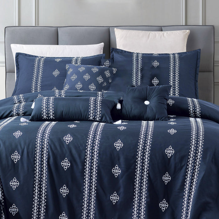 Berlin 7-Piece King Comforter Set - Navy