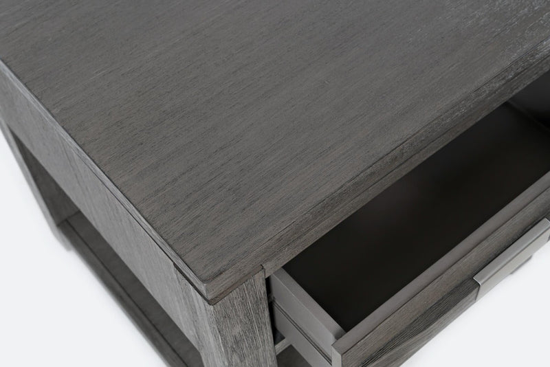 Bronx 24\" Rustic End Table with Storage and Shelf - Grey Wood