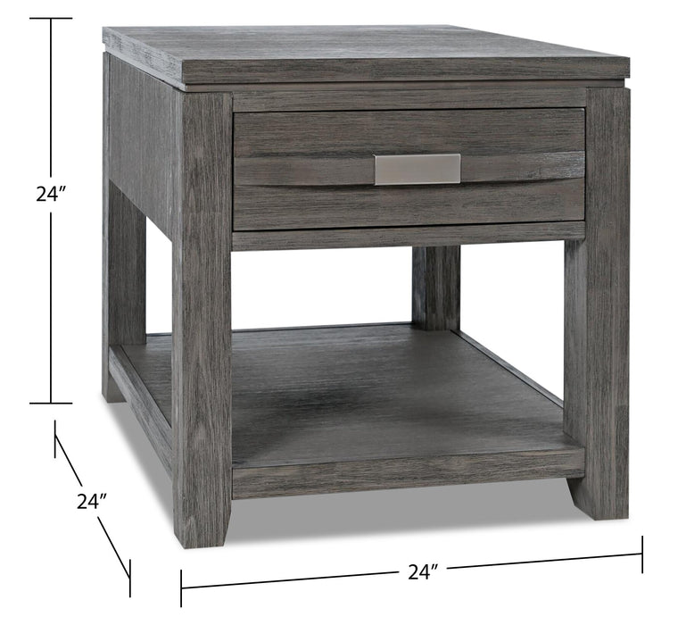Bronx 24\" Rustic End Table with Storage and Shelf - Grey Wood