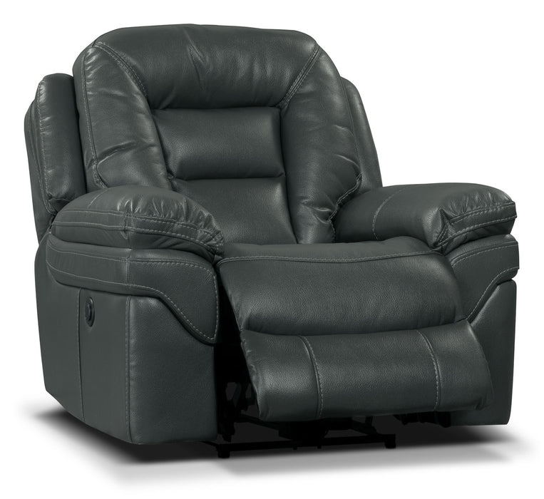 Leo 41\" Leather-Look Fabric Power Reclining Chair - Grey