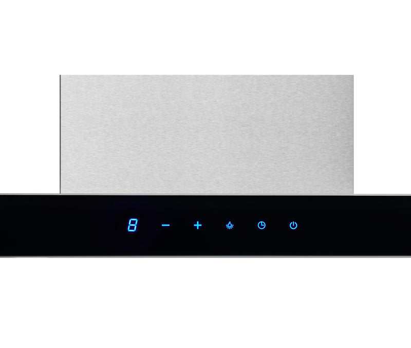 Broan Designer 30\" Chimney Range Hood with Black Glass Panel - BWT1304SSB