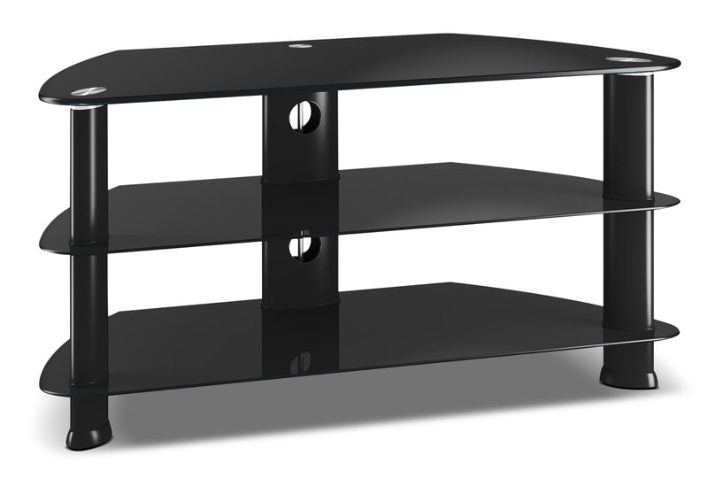 Triton 40\" Modern TV Stand with Storage and Cable Management for TVs up to 45\"- Black Metal and Glass