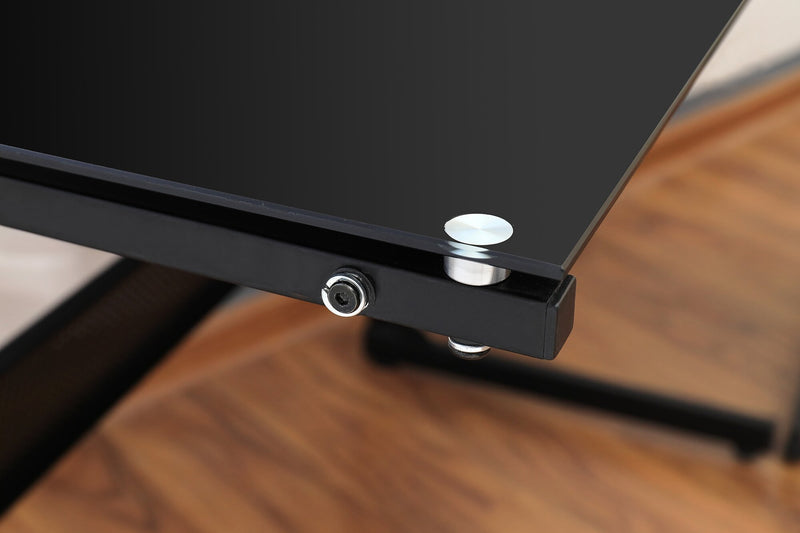 Cairo 59\" Glass Top L-Shaped Office Desk - Black