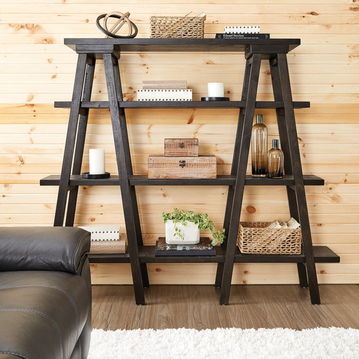 Calistoga 72\" 3-Shelf Open Ladder Bookcase - Weathered Charcoal