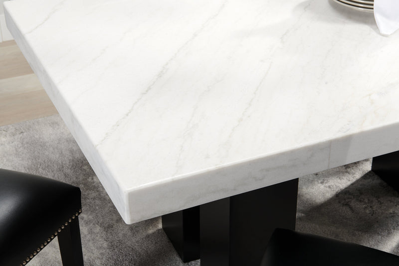 Cami Dining Table with Genuine Marble Top, 70\"W - White