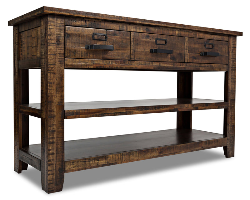 Casey 50\" Rustic Sofa Table with Storage and Shelf - Brown Wood
