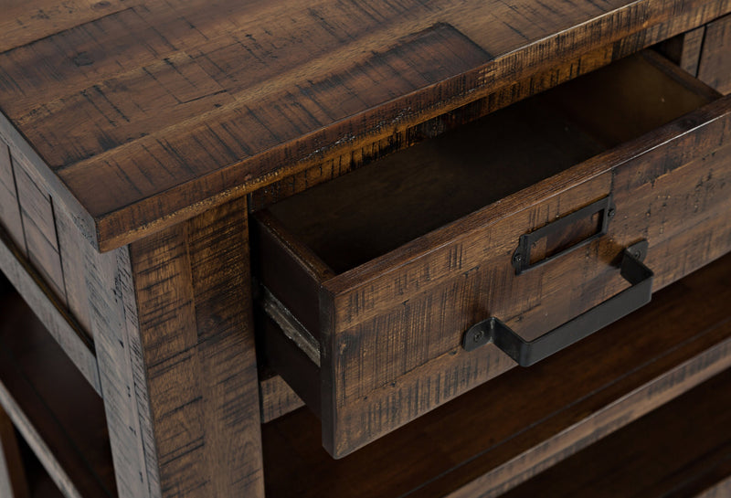 Casey 50\" Rustic Sofa Table with Storage and Shelf - Brown Wood