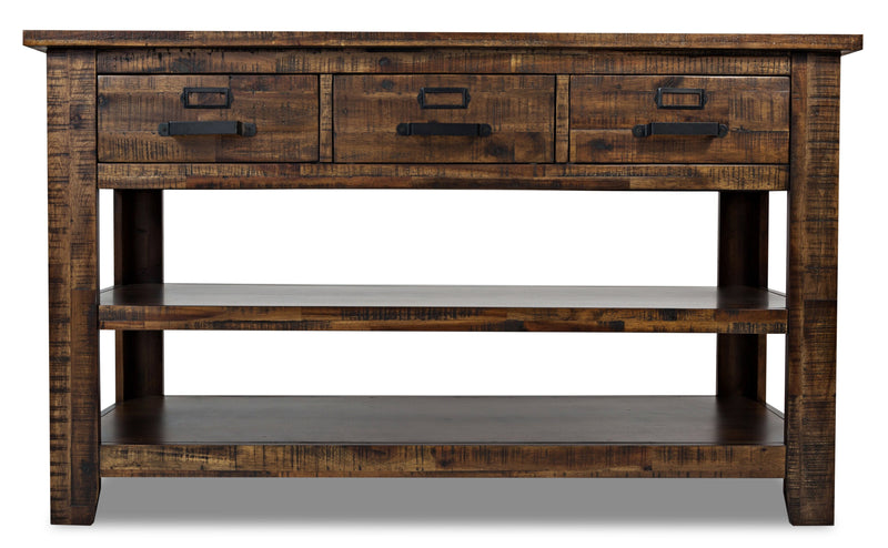 Casey 50\" Rustic Sofa Table with Storage and Shelf - Brown Wood