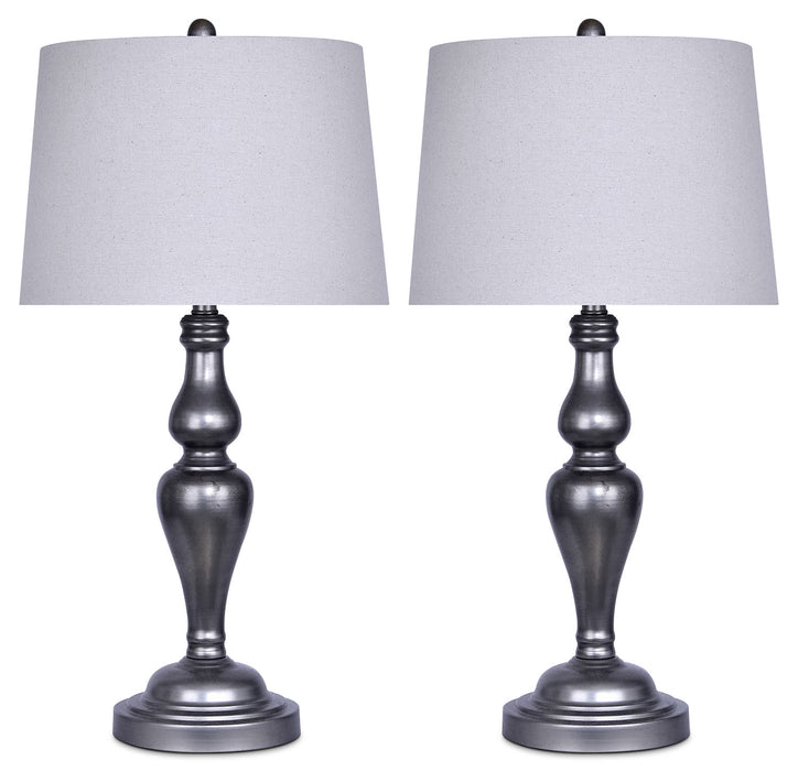 28\" Vintage Metal 2-Piece Set - with Two Table Lamps