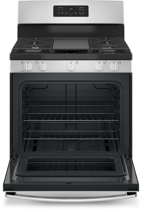 GE 5 Cu. Ft. Gas Range with Steam Clean and 5 Burners - Stainless Steel - JCGBS66SEKSS