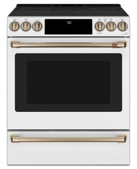 Cafe 5.7 Cu. Ft. Smart Electric Range with True European Convection and Self Clean Racks - Matte Whi…