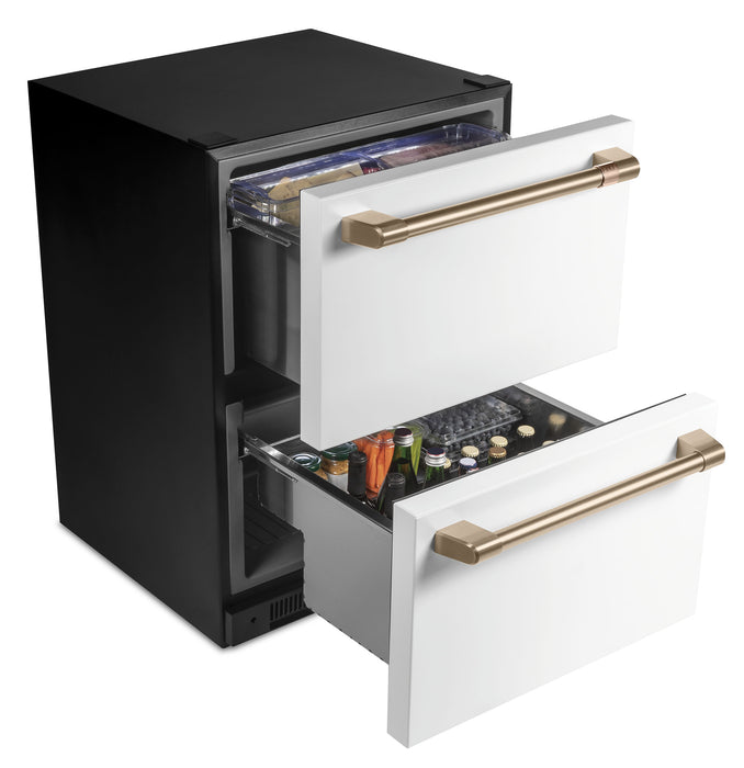 Cafe 24\" 5.7 Cu. Ft. Dual Drawer Refrigerator - Matte White - CDE06RP4NW2