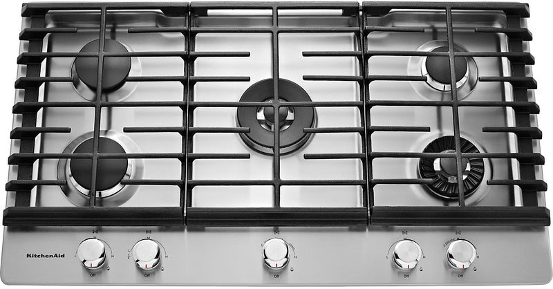 KitchenAid 36\" 5-Element Gas Cooktop - Stainless Steel - KCGS956ESS