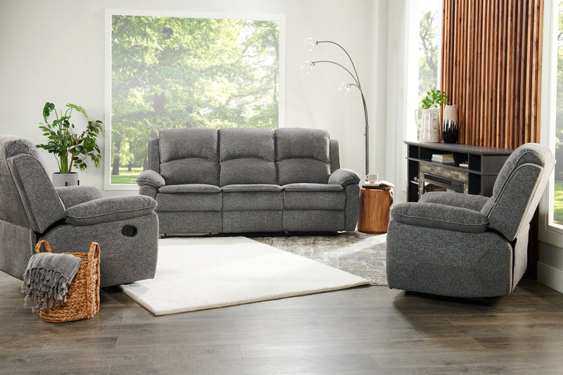 Chandler 82\" Chenille Fabric Reclining Sofa - Grey