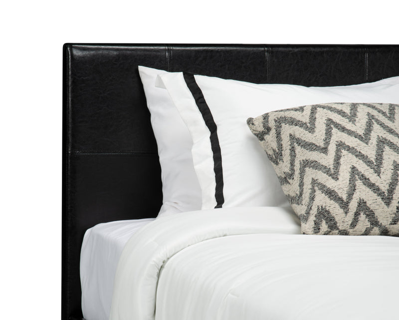 Chase Upholstered Bed in Brown Vegan-Leather Fabric - Twin Size