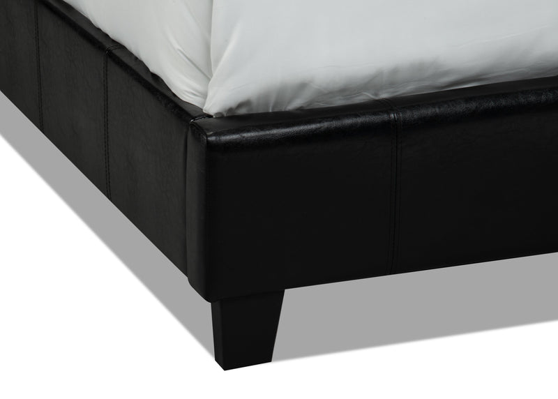 Chase Upholstered Bed in Brown Vegan-Leather Fabric - Twin Size