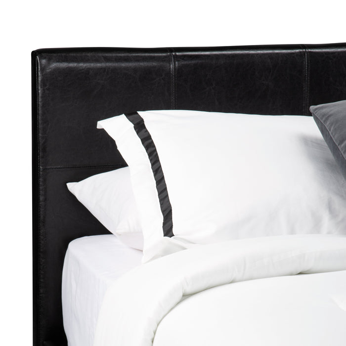 Chase Upholstered Bed in Brown Vegan-Leather Fabric - Full Size