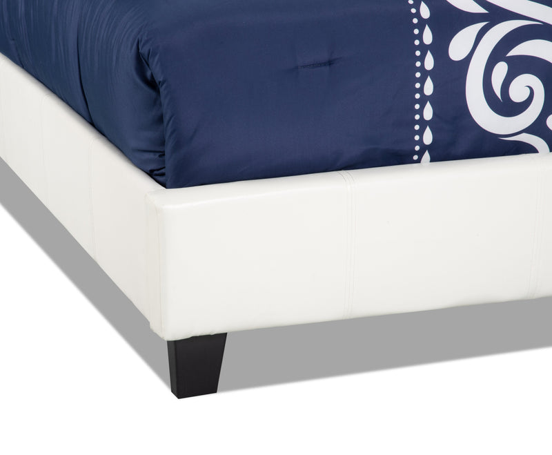 Chase Upholstered Bed in White Vegan-Leather Fabric - Full Size