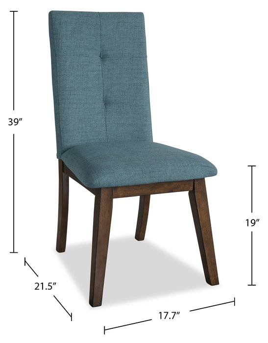 Chelsea Dining Chair with Linen-Look Fabric - Aqua Blue