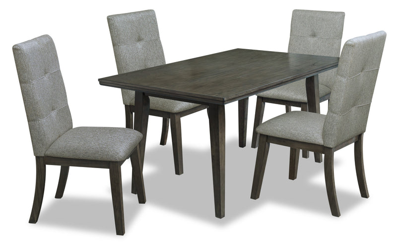 Chelsea 5pc Dining Set with Table & 4 Grey Chairs, 60\"W - Grey/Brown