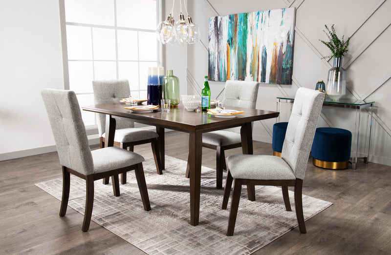 Chelsea 5pc Dining Set with Table & 4 Grey Chairs, 60\"W - Grey/Brown