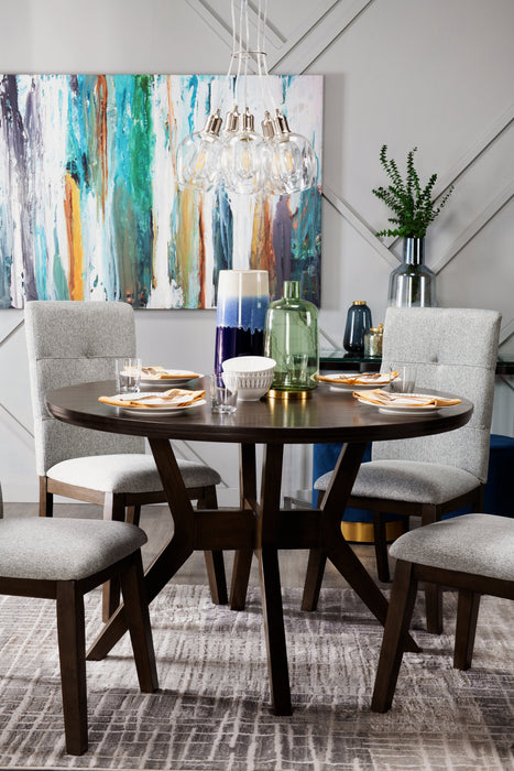 Chelsea 5pc Dining Set with Table & 4 Grey Chairs, 48\"W Round - Grey/Brown