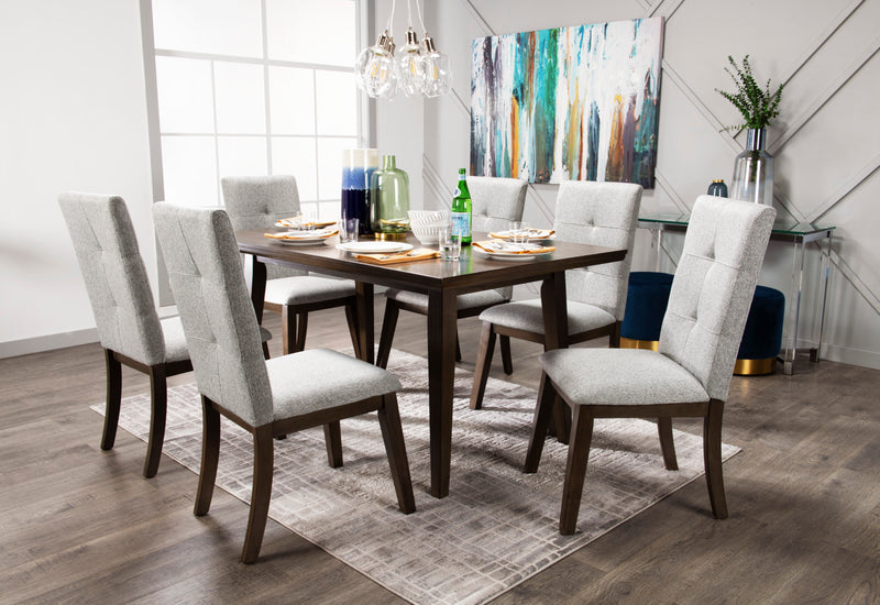 Chelsea 7pc Dining Set with Table & 6 Grey Chairs, 60\"W - Grey/Brown