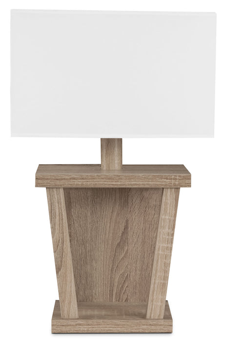 Dark Taupe Table Lamp with White Shade