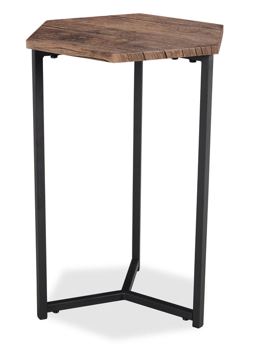 Cleo 15.7\" Chairside Table - Brown with Black Metal Legs