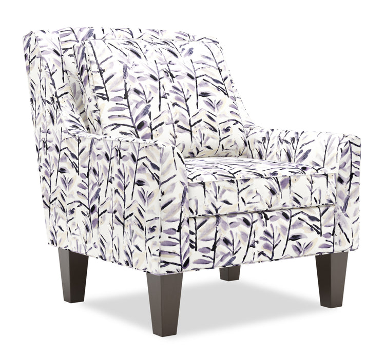 Made in Canada Sofa Lab Customizable Club 29\" Velvet Fabric Accent Chair with Wood Legs - Pebble Multicolour