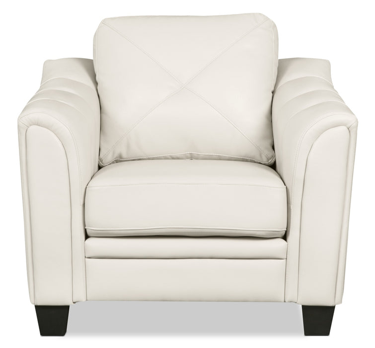 Andi 40\" Leather-Look Fabric Sofa with Button Tufting - Beige