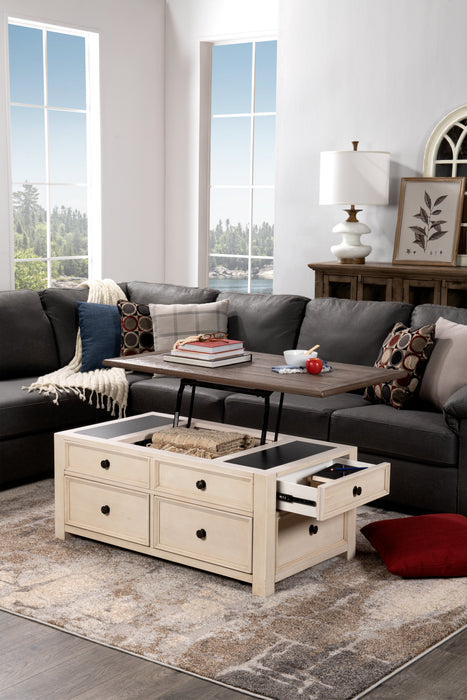 Colby 46\" Rustic Lift Top Coffee Table with Storage and Casters - Two Tone Wood
