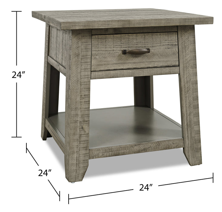 Colson 24\" Rustic End Table with Storage and Shelf - Driftwood 