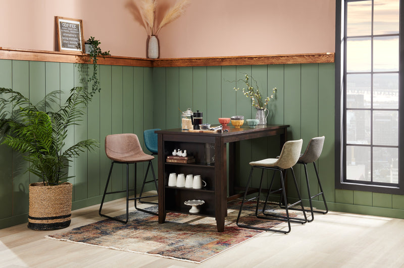 Coty Counter-Height Stool with Vegan Leather Fabric, Metal - Brown