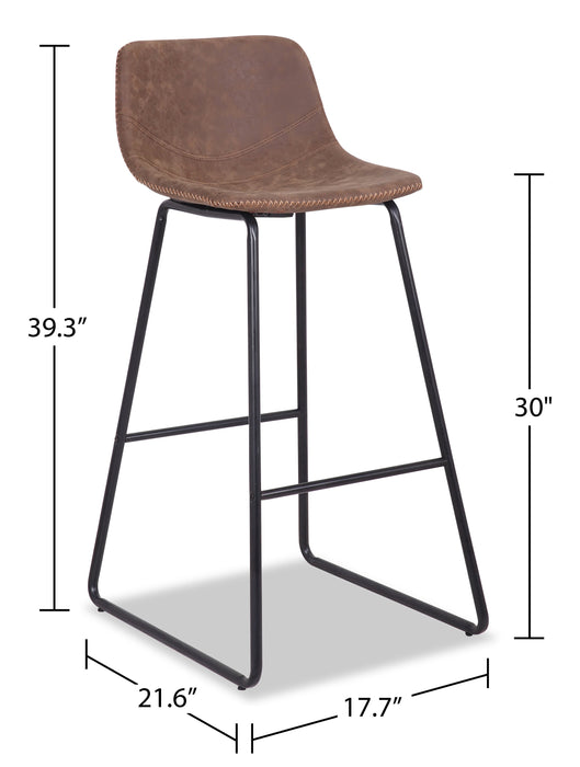Coty Barstool with Vegan Leather Fabric, Metal - Brown