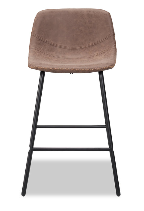 Coty Counter-Height Stool with Vegan Leather Fabric, Metal - Brown