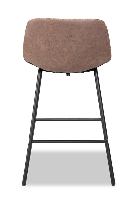 Coty Counter-Height Stool with Vegan Leather Fabric, Metal - Brown