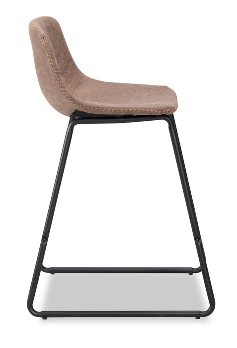 Coty Counter-Height Stool with Vegan Leather Fabric, Metal - Brown
