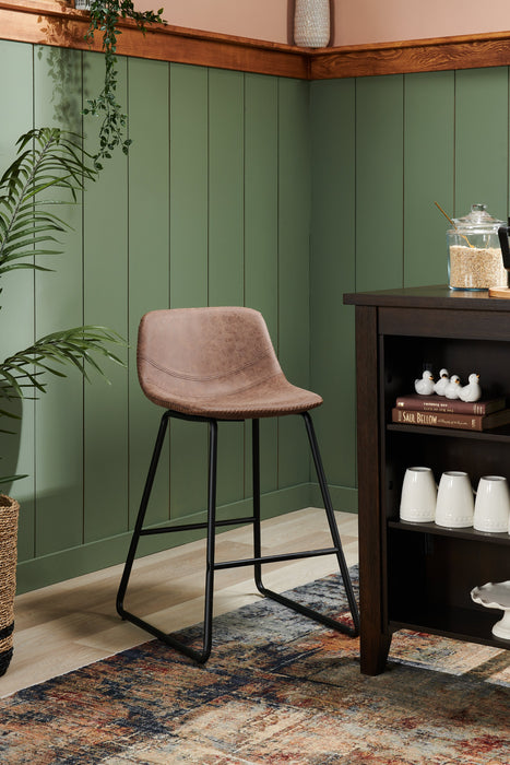 Coty Counter-Height Stool with Vegan Leather Fabric, Metal - Brown