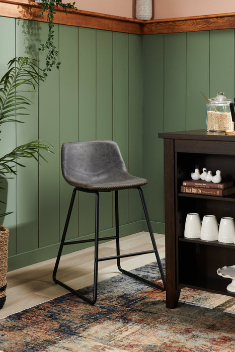 Coty Counter-Height Stool with Vegan Leather Fabric, Metal - Grey