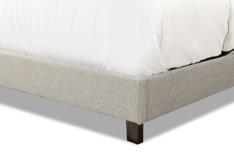 Cove Upholstered Platform Bed in Grey Fabric with Nailhead Design - King Size
