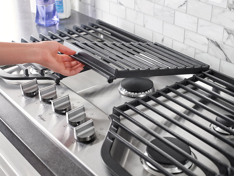 Whirlpool® 30-inch 5 Burner Gas Cooktop with EZ-2-Lift™ Hinged Cast-Iron Grates - WCG97US0HS