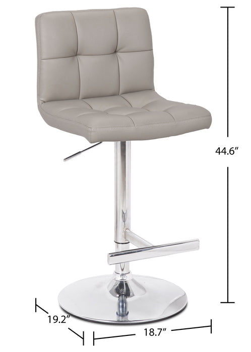 Cruz Barstool with Swivel & Adjustable Seat, Vegan Leather Fabric, Metal - Taupe